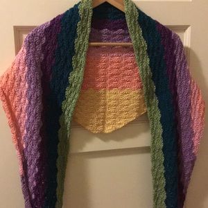 Handmade crochet multicolor shawl scarf